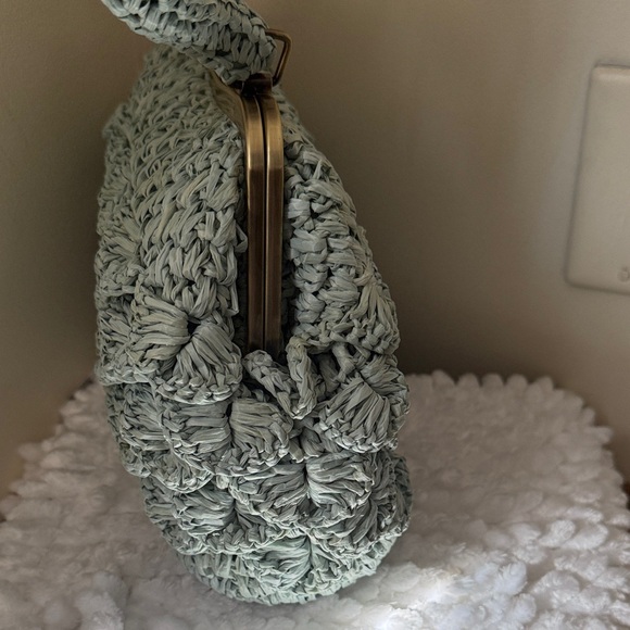 Patricia Nash Laureana Mint Green Woven Raffia Frame Bag - Picture 5 of 9